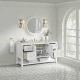 Breckenridge 60" Single Vanity, Bright White, w/ 3 CM Victorian Silver Quartz Top