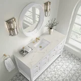 Breckenridge 60" Single Vanity, Bright White, w/ 3 CM Victorian Silver Quartz Top