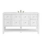 Breckenridge 60" Single Vanity, Bright White, w/ 3 CM White Zeus Quartz Top