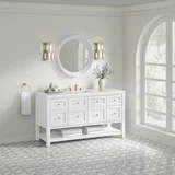 Breckenridge 60" Single Vanity, Bright White, w/ 3 CM White Zeus Quartz Top