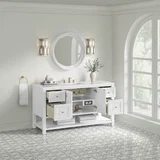 Breckenridge 60" Single Vanity, Bright White, w/ 3 CM White Zeus Quartz Top