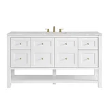 Breckenridge 60" Single Vanity, Bright White, w/ 3 CM Eternal Jasmine Pearl Silestone Top w/ FreePower Wireless Charger