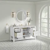 Breckenridge 60" Single Vanity, Bright White, w/ 3 CM Eternal Jasmine Pearl Silestone Top w/ FreePower Wireless Charger