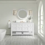 Breckenridge 60" Single Vanity, Bright White, w/ 3 CM Ethereal Noctis Silestone Top w/ FreePower Wireless Charger