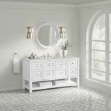 Breckenridge 60" Single Vanity, Bright White, w/ 3 CM Ethereal Noctis Silestone Top w/ FreePower Wireless Charger