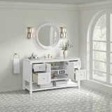 Breckenridge 60" Single Vanity, Bright White, w/ 3 CM Ethereal Noctis Silestone Top w/ FreePower Wireless Charger