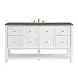 Breckenridge 60" Single Vanity Cabinet, Bright White w/ 3 CM Parisien Bleu Top w/ FreePower Wireless Charger