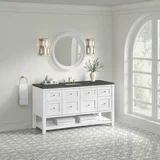 Breckenridge 60" Single Vanity Cabinet, Bright White w/ 3 CM Parisien Bleu Top w/ FreePower Wireless Charger