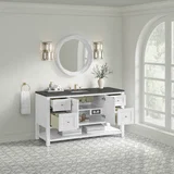 Breckenridge 60" Single Vanity Cabinet, Bright White w/ 3 CM Parisien Bleu Top w/ FreePower Wireless Charger