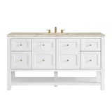 Breckenridge 60" Single Vanity, Bright White, w/ 3 CM Tajnar Eclos Top w/FreePower Wireless Charger