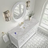 Breckenridge 60" Single Vanity, Bright White, w/ 3 CM Victorian Silver Silestone Top w/ FreePower Wireless Charger