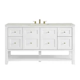 Breckenridge 60" Single Vanity, Bright White, w/ 3 CM Victorian Silver Silestone Top w/ FreePower Wireless Charger