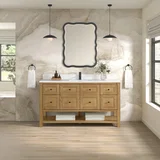 Breckenridge 60" Single Vanity, Light Natural Oak, w/ Single Hole 3 CM White Zeus Quartz Top & Backsplash