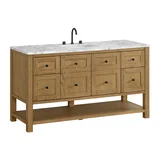 Breckenridge 60" Single Vanity, Light Natural Oak, w/ 3 CM Carrara Marble Top