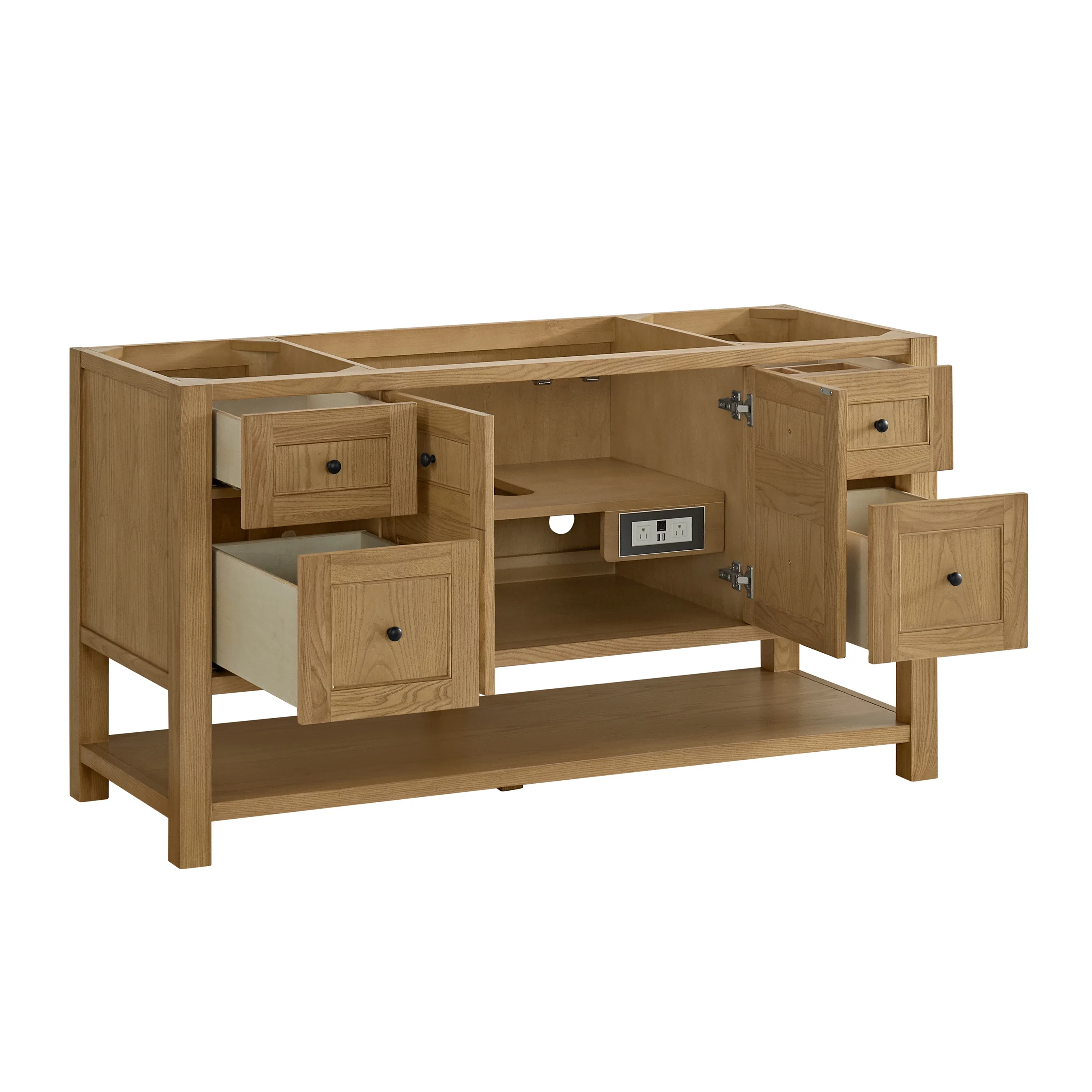 Breckenridge 60" Single Vanity, Light Natural Oak, w/ 3 CM Carrara Marble Top
