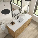 Breckenridge 60" Single Vanity, Light Natural Oak, w/ 3 CM Eternal Jasmine Pearl Quartz Top