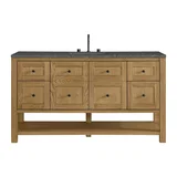 Breckenridge 60" Single Vanity, Light Natural Oak w/ 3 CM Parisien Bleu Top