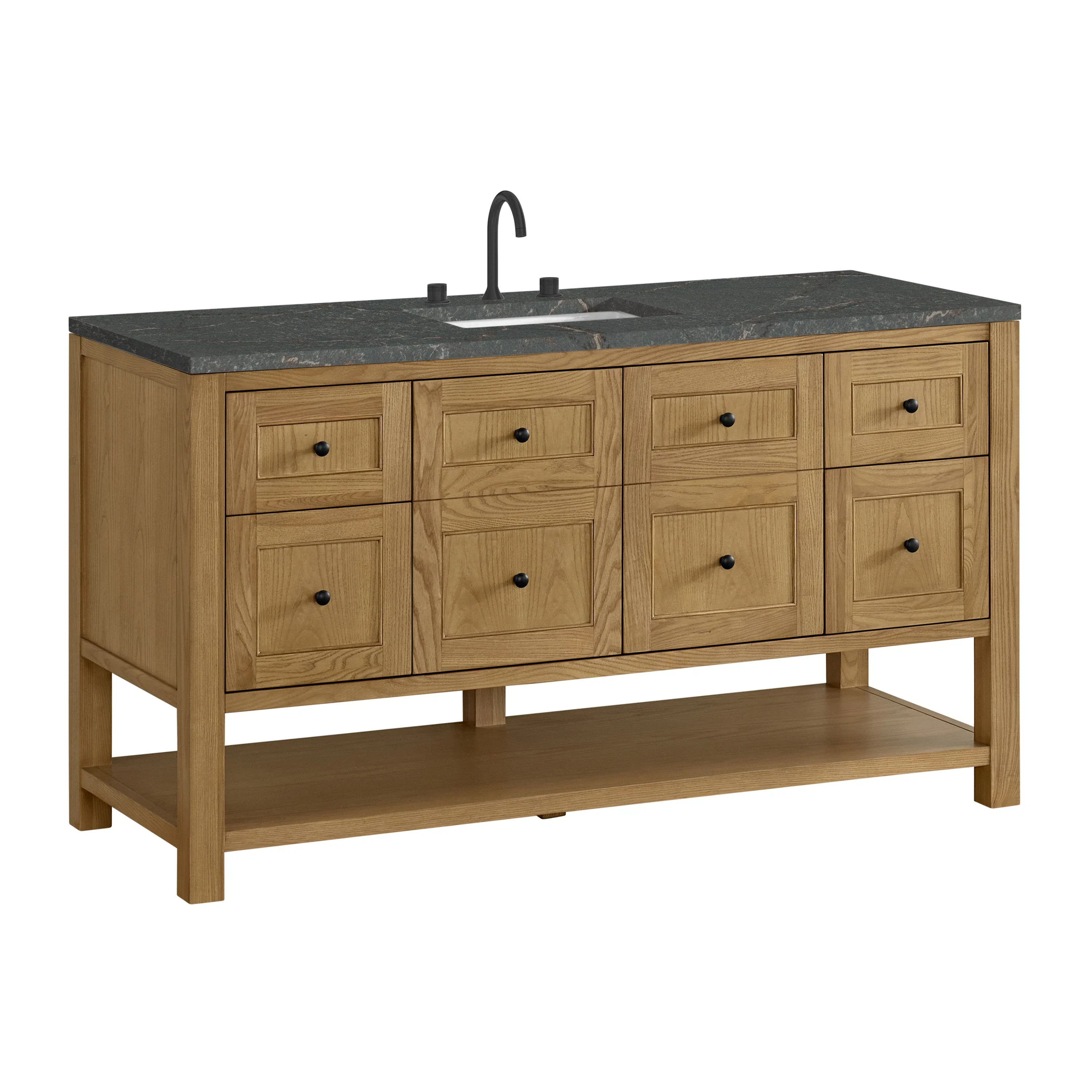 Breckenridge 60" Single Vanity, Light Natural Oak w/ 3 CM Parisien Bleu Top