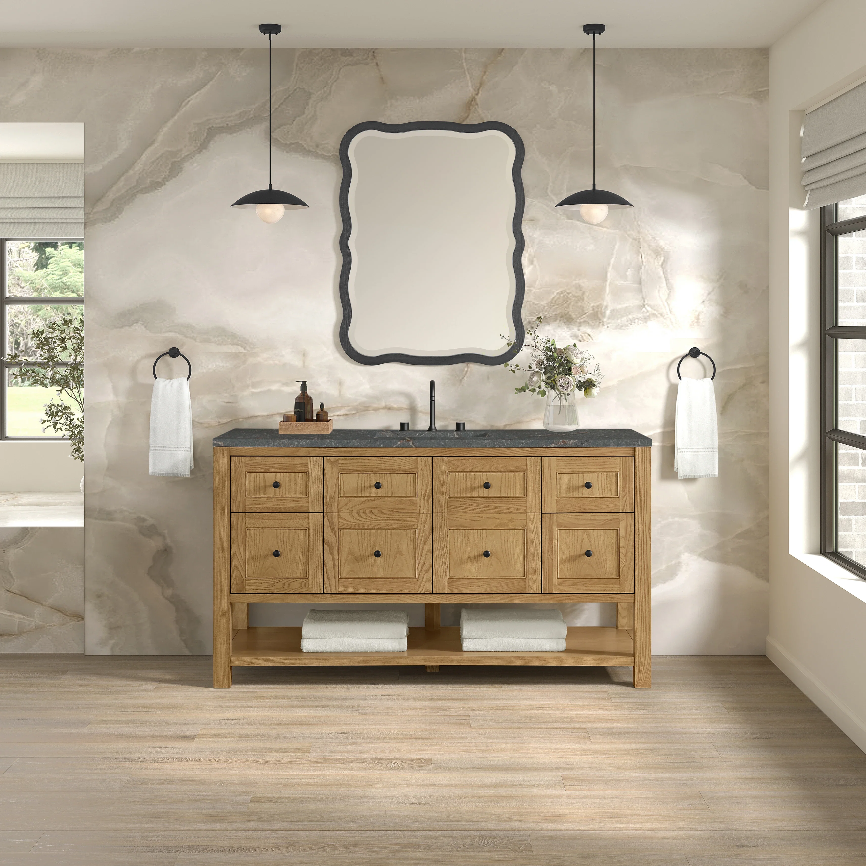 Breckenridge 60" Single Vanity, Light Natural Oak w/ 3 CM Parisien Bleu Top