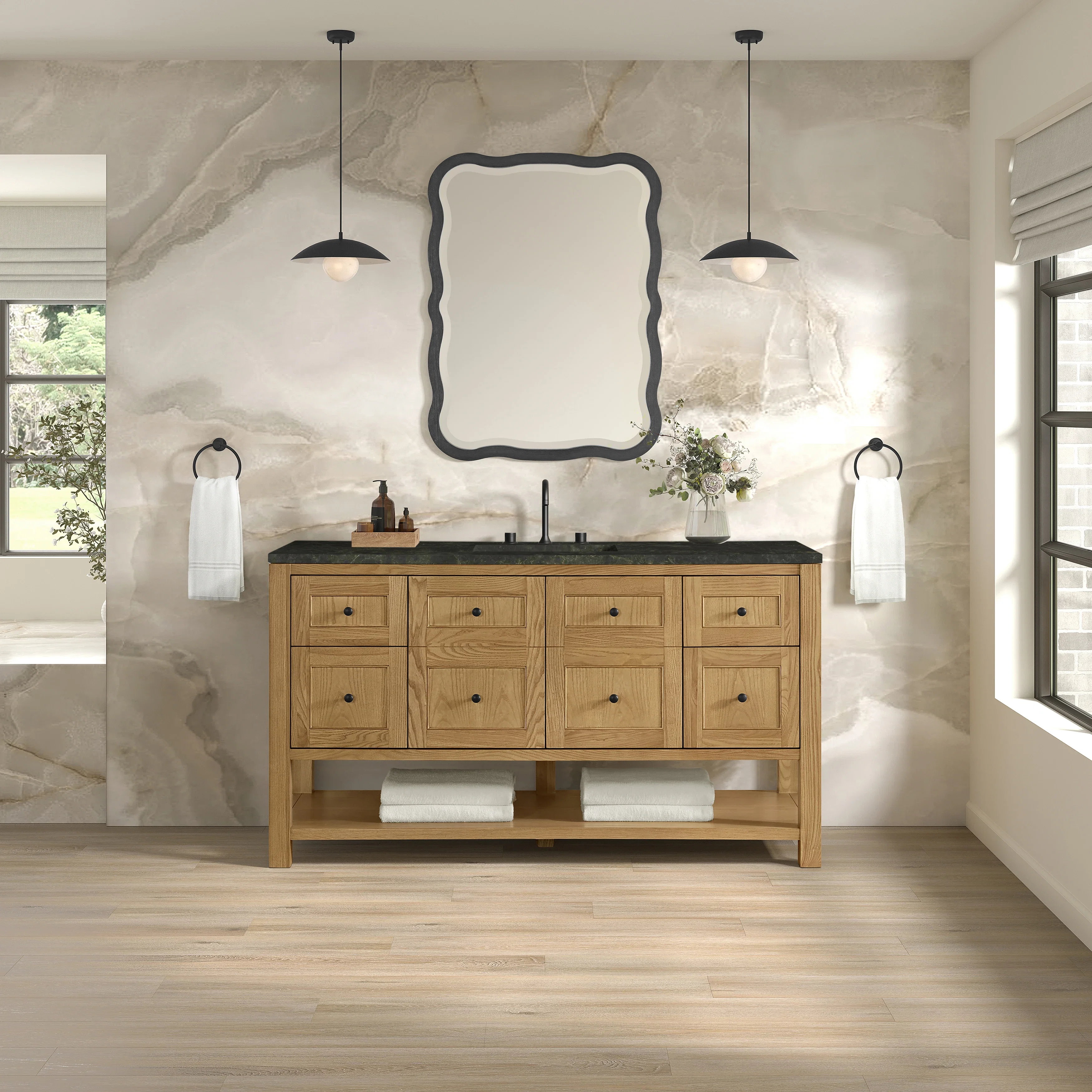 Breckenridge 60" Single Vanity, Light Natural Oak, w/ 3 CM Phantome Eclos Top