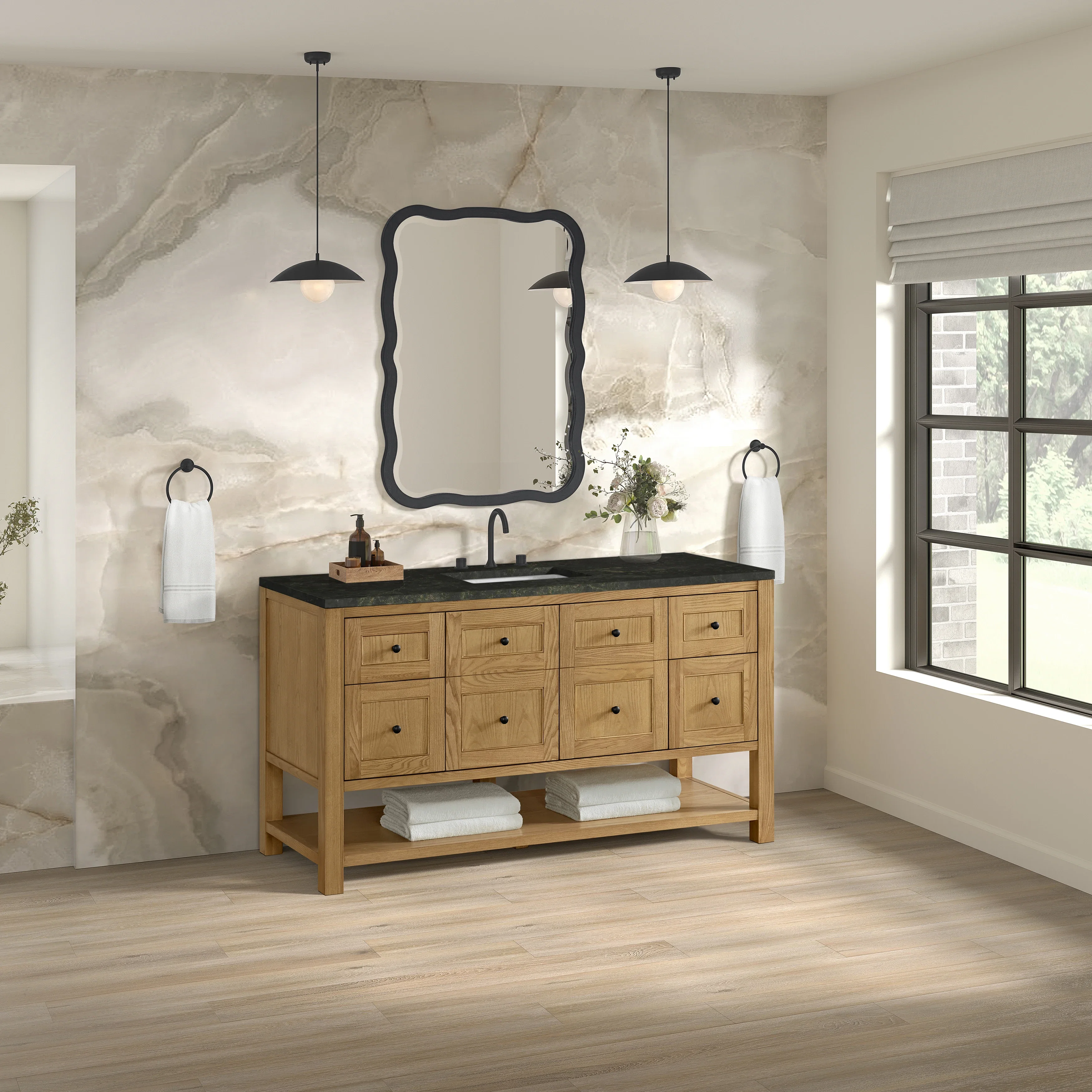 Breckenridge 60" Single Vanity, Light Natural Oak, w/ 3 CM Phantome Eclos Top
