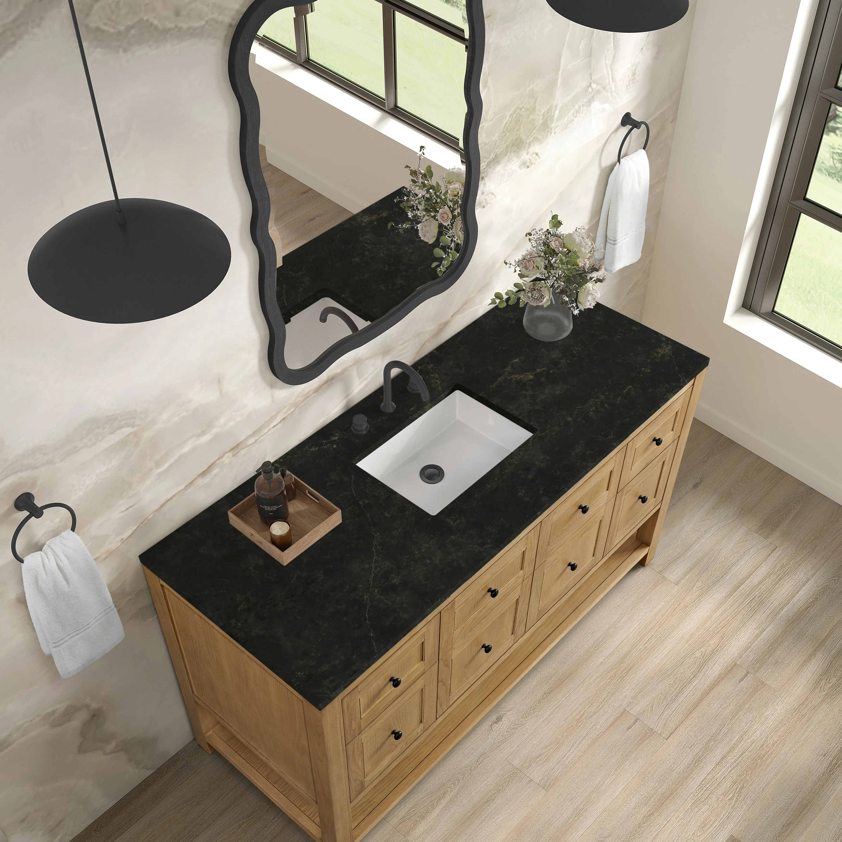 Breckenridge 60" Single Vanity, Light Natural Oak, w/ 3 CM Phantome Eclos Top