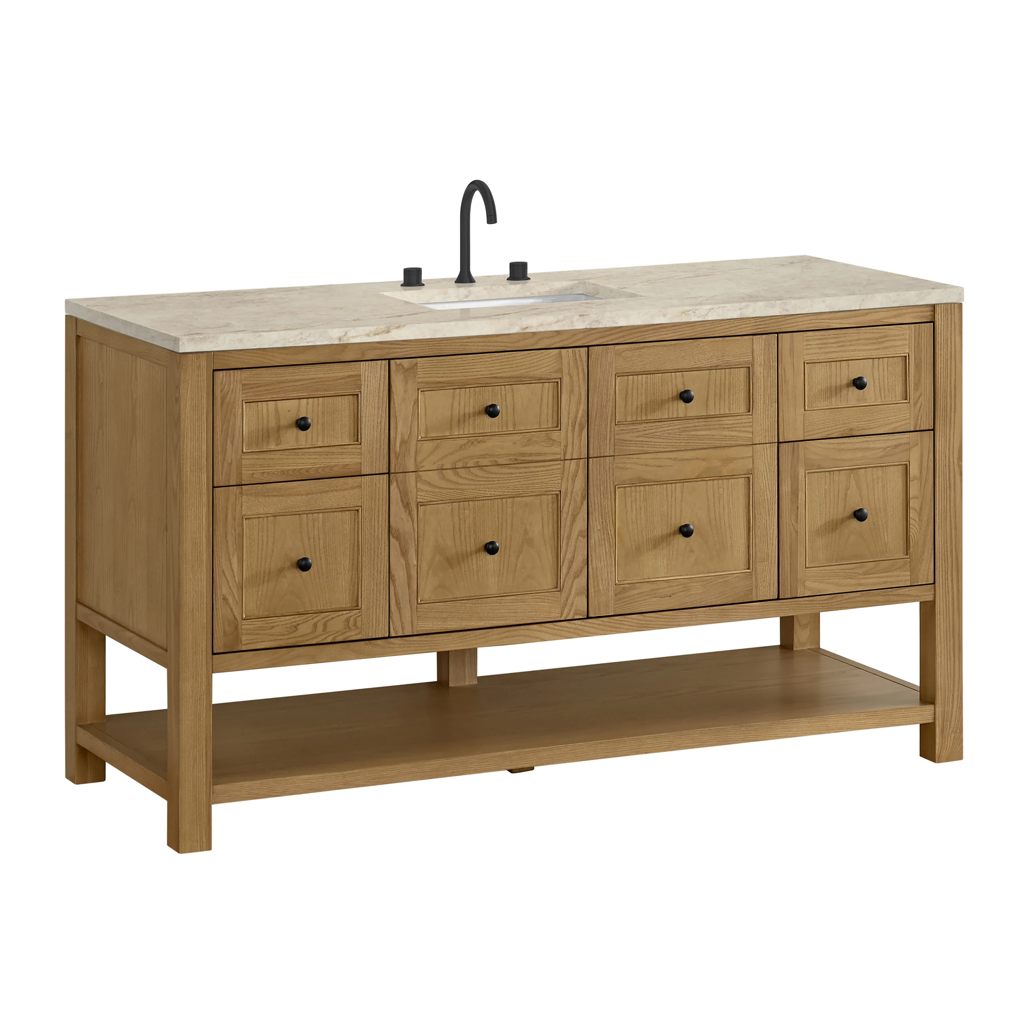 Breckenridge 60" Single Vanity, Light Natural Oak, w/ 3 CM Tajnar Eclos Top