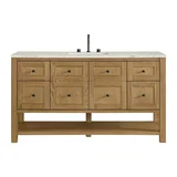 Breckenridge 60" Single Vanity, Light Natural Oak, w/ 3 CM Victorian Silver Quartz Top