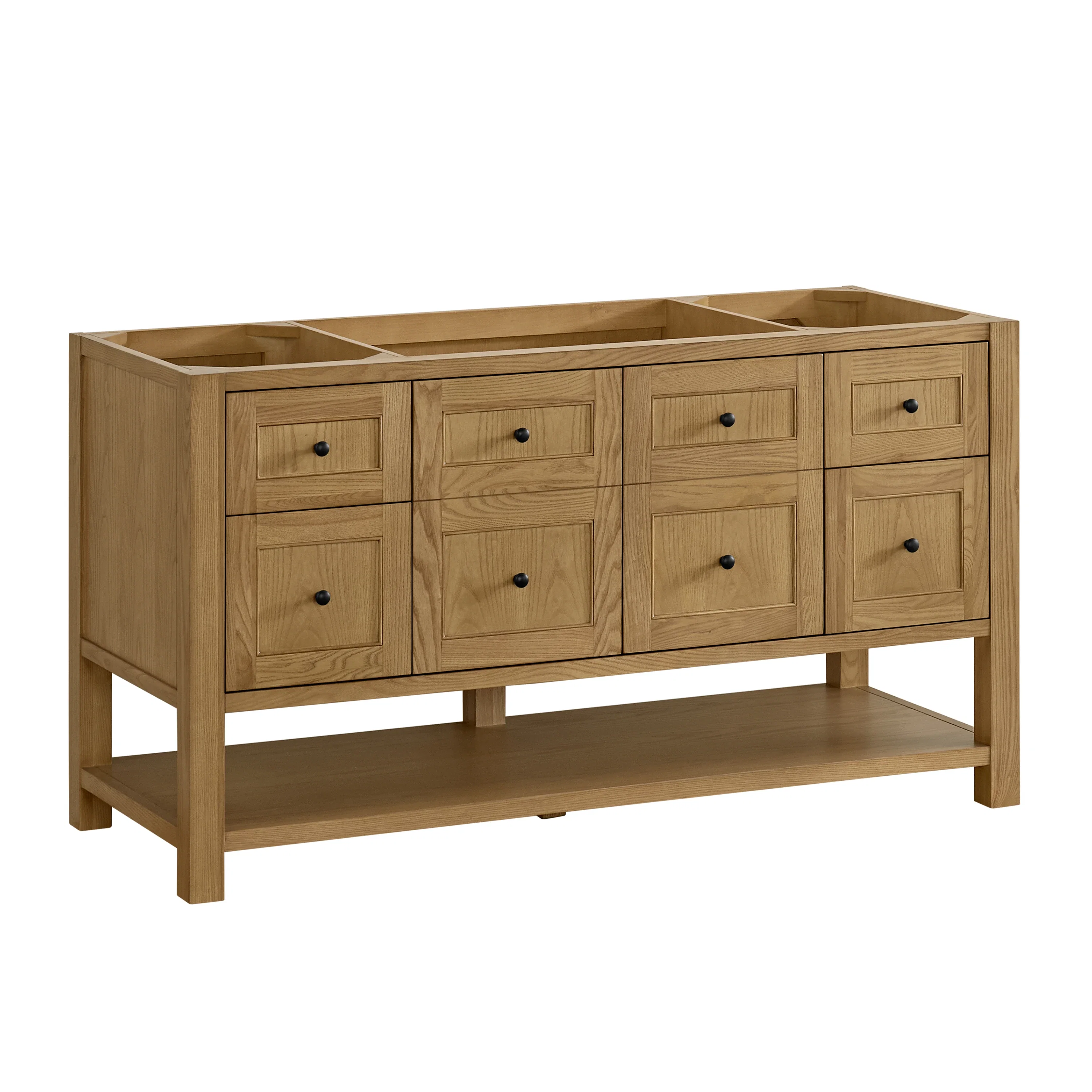 Breckenridge 60" Single Vanity, Light Natural Oak, w/ 3 CM Victorian Silver Quartz Top