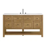 Breckenridge 60" Single Vanity, Light Natural Oak, w/ 3 CM White Zeus Quartz Top