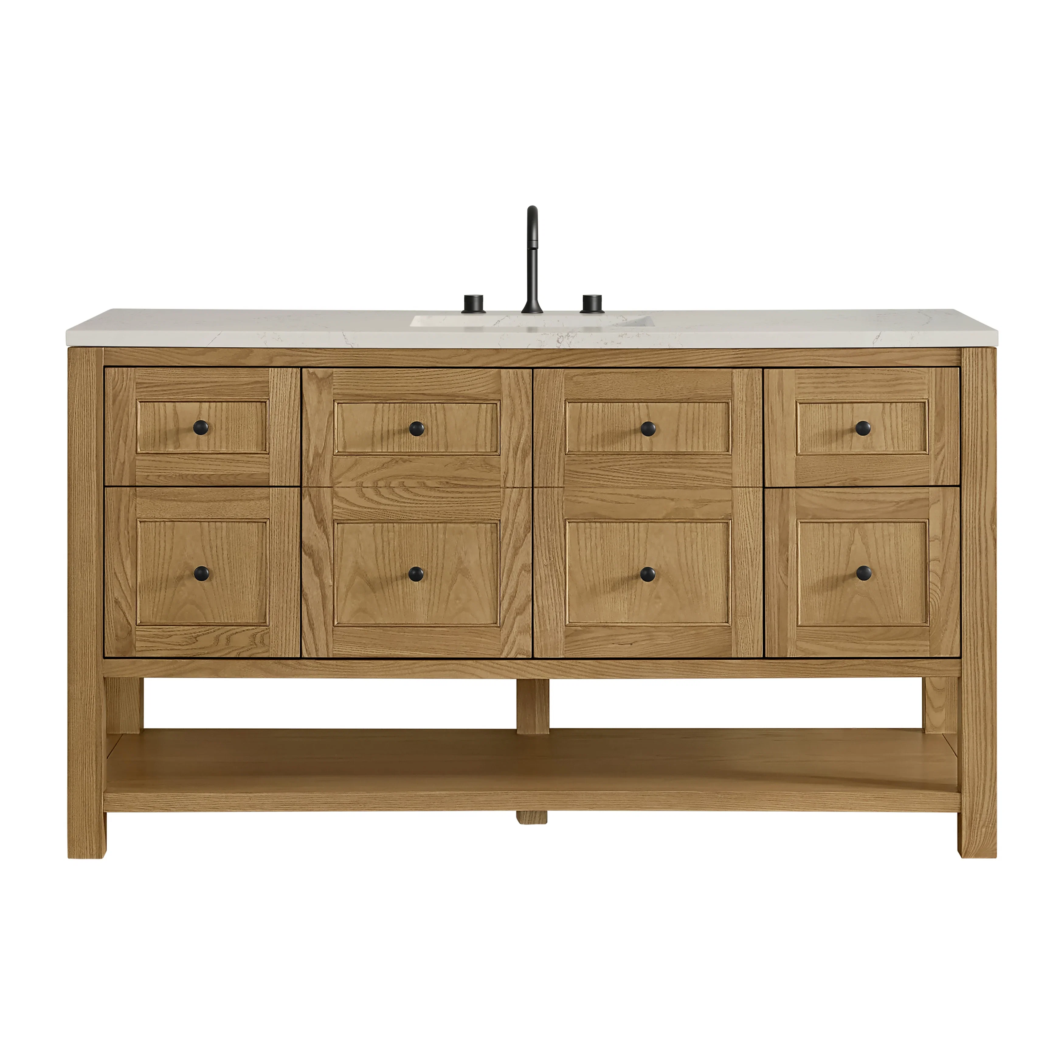 Breckenridge 60" Single Vanity, Light Natural Oak, w/ 3 CM Siberian Silestone Top w/FreePower Wireless Charger