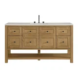 Breckenridge 60" Single Vanity, Light Natural Oak, w/ 3 CM Siberian Silestone Top w/FreePower Wireless Charger