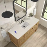 Breckenridge 60" Single Vanity, Light Natural Oak, w/ 3 CM Siberian Silestone Top w/FreePower Wireless Charger