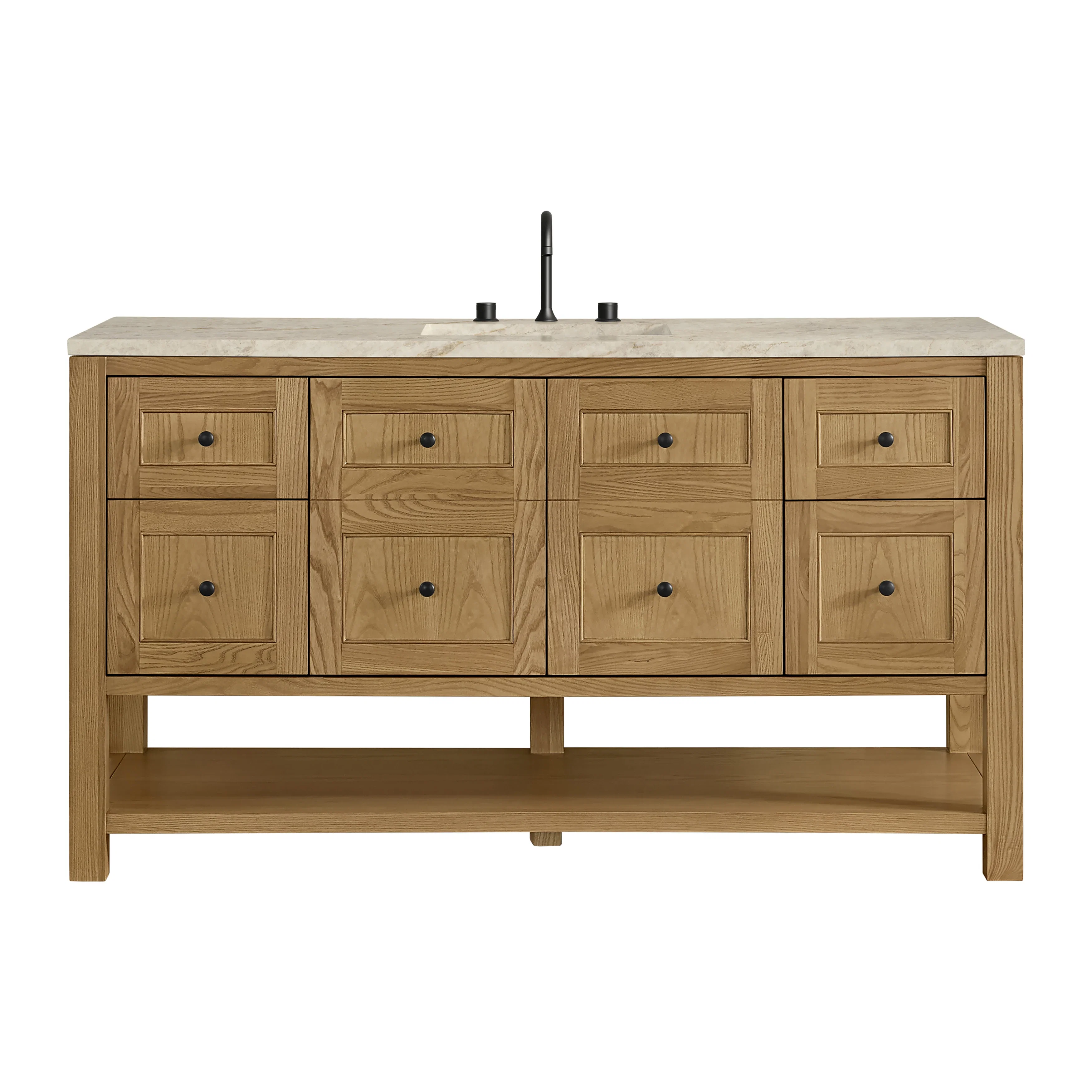 Breckenridge 60" Single Vanity, Light Natural Oak, w/ 3 CM Tajnar Eclos Top w/FreePower Wireless Charger