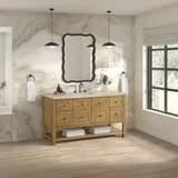 Breckenridge 60" Single Vanity, Light Natural Oak, w/ 3 CM Tajnar Eclos Top w/FreePower Wireless Charger
