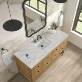 Breckenridge 60" Single Vanity, Light Natural Oak, w/ 3 CM Victorian Silver Silestone Top w/ FreePower Wireless Charger