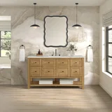 Breckenridge 60" Single Vanity, Light Natural Oak, w/ 3 CM Victorian Silver Silestone Top w/ FreePower Wireless Charger
