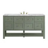 Breckenridge 60" Single Vanity, Smokey Celadon, w/ 3 CM Carrara Marble Top