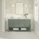 Breckenridge 60" Single Vanity, Smokey Celadon, w/ 3 CM Carrara Marble Top