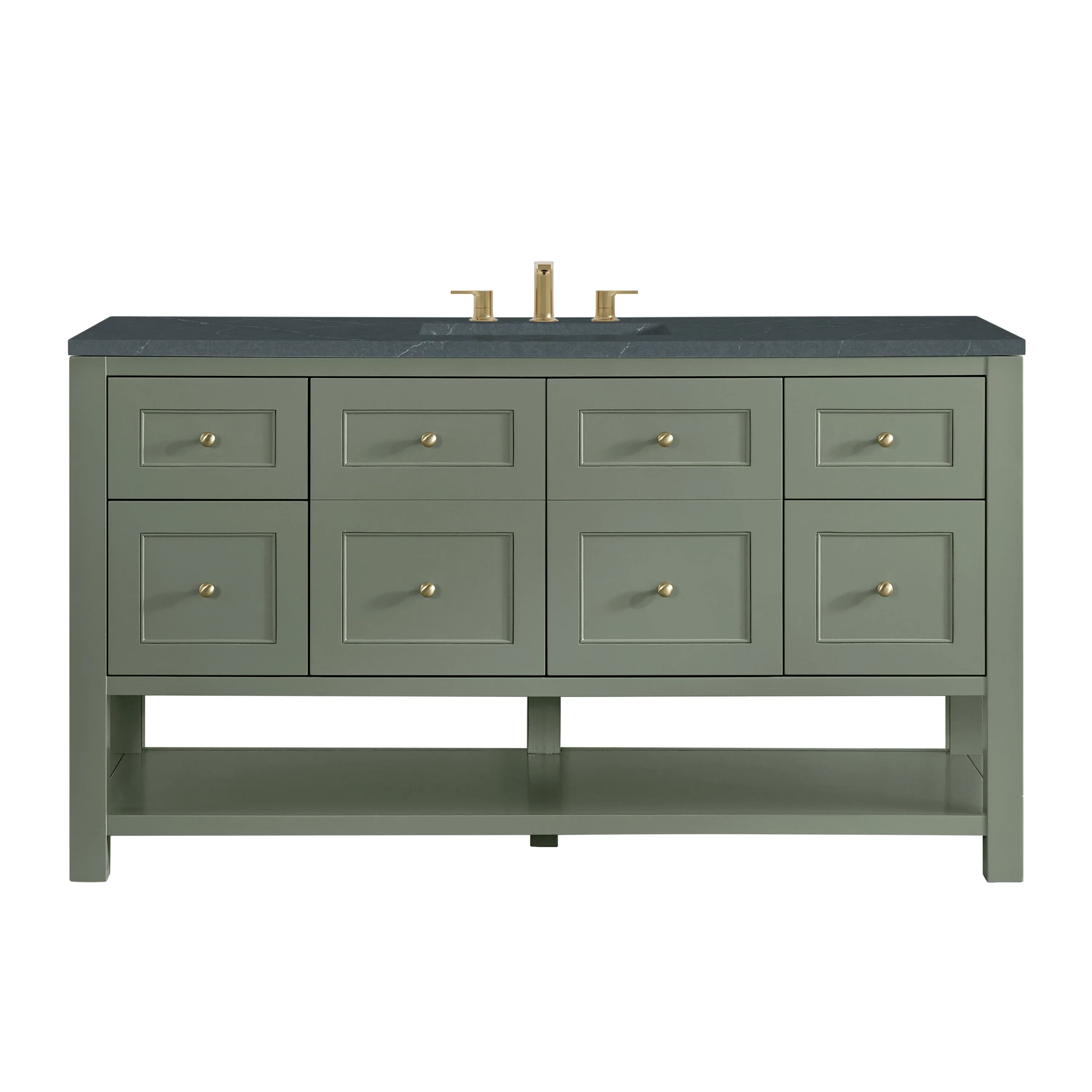 Breckenridge 60" Single Vanity, Smokey Celadon, w/ 3 CM Charcoal Soapstone Quartz Top