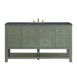 Breckenridge 60" Single Vanity, Smokey Celadon, w/ 3 CM Charcoal Soapstone Quartz Top