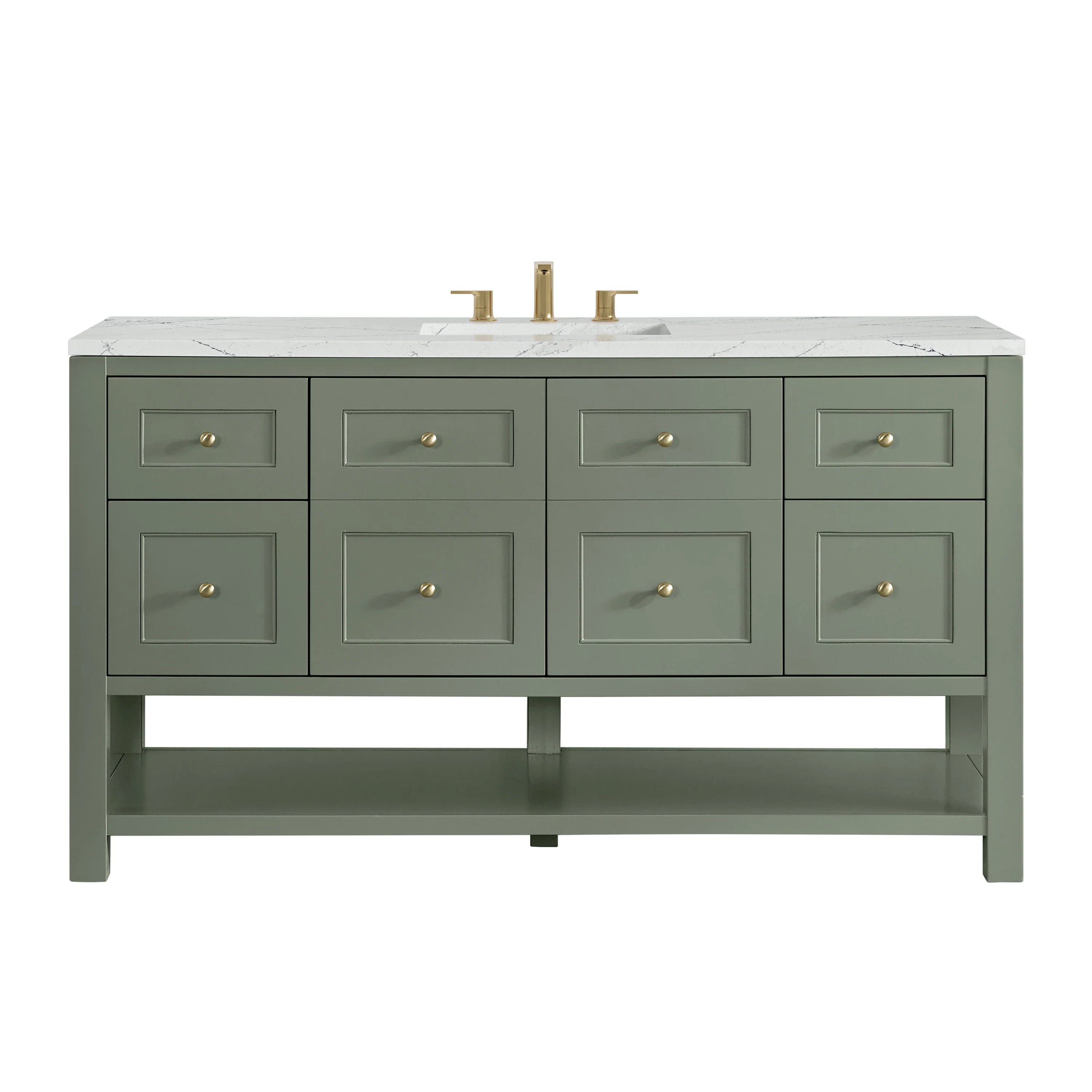 Breckenridge 60" Single Vanity, Smokey Celadon, w/ 3 CM Ethereal Noctis Quartz Top