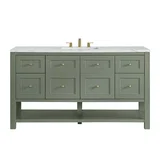Breckenridge 60" Single Vanity, Smokey Celadon, w/ 3 CM Ethereal Noctis Quartz Top