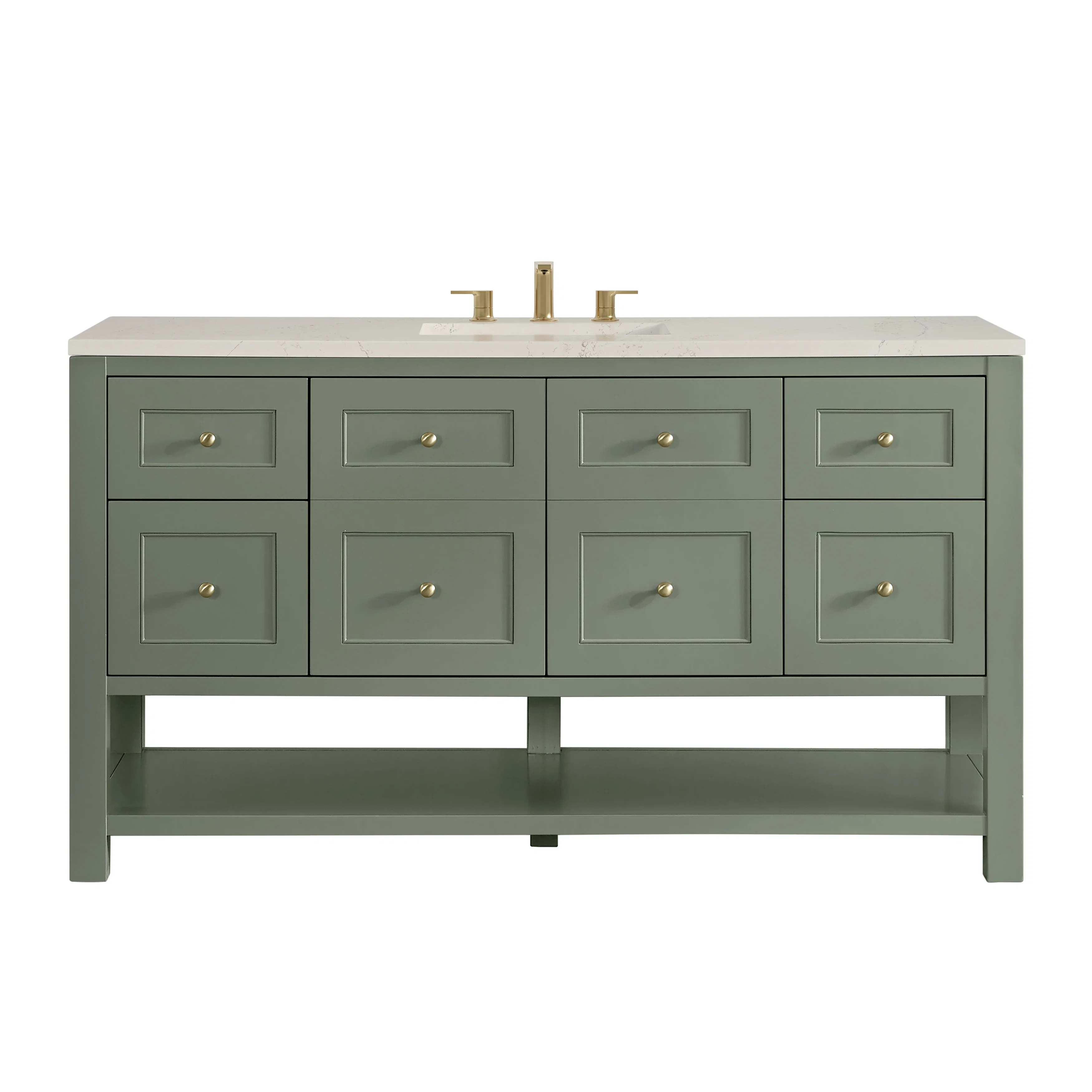 Breckenridge 60" Single Vanity, Smokey Celadon, w/ 3 CM Siberian Silestone Top