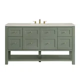 Breckenridge 60" Single Vanity, Smokey Celadon, w/ 3 CM Siberian Silestone Top