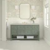 Breckenridge 60" Single Vanity, Smokey Celadon, w/ 3 CM Siberian Silestone Top