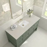 Breckenridge 60" Single Vanity, Smokey Celadon, w/ 3 CM Siberian Silestone Top