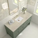 Breckenridge 60" Single Vanity, Smokey Celadon, w/ 3 CM Tajnar Eclos Top