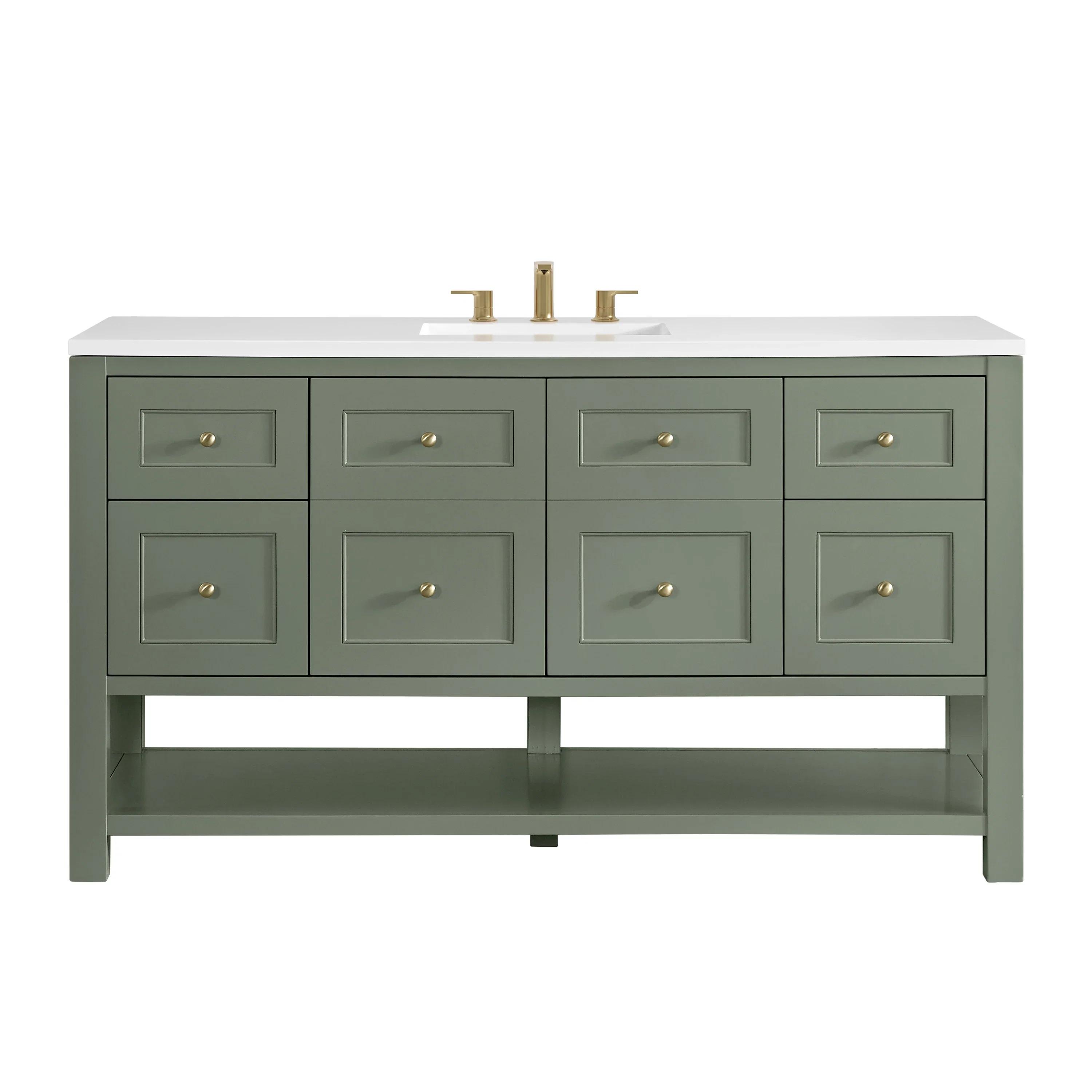 Breckenridge 60" Single Vanity, Smokey Celadon, w/ 3 CM White Zeus Quartz Top