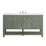 Breckenridge 60" Single Vanity, Smokey Celadon, w/ 3 CM White Zeus Quartz Top